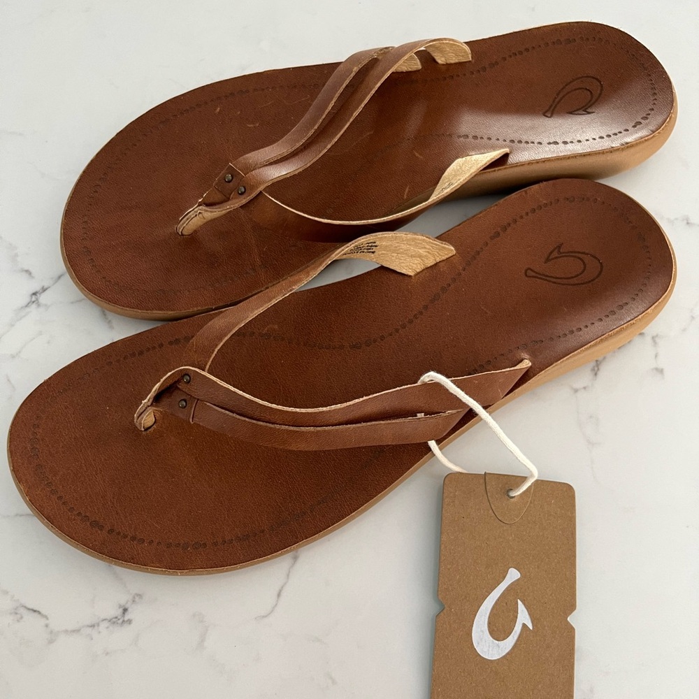 OluKai Kapehe Luana Leather Sandals, Women’s Size 9 NWT